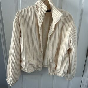 Cream Ribbed Women's Jacket